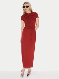 Jigsaw Draped Cap Sleeve Dress, Red, Red