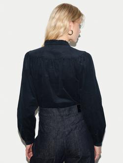 Jigsaw Frill Corduroy Shirt, Navy - view 2, Navy