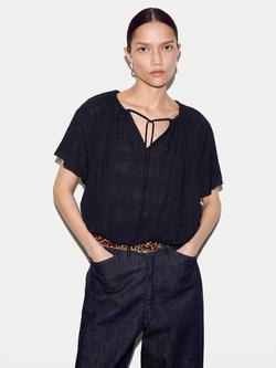 Jigsaw Drawstring Detail Top, Navy
