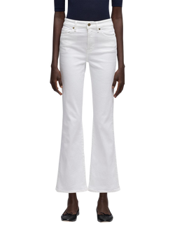 7 For All Mankind Leggy Bootcut Cropped Jeans, White, White