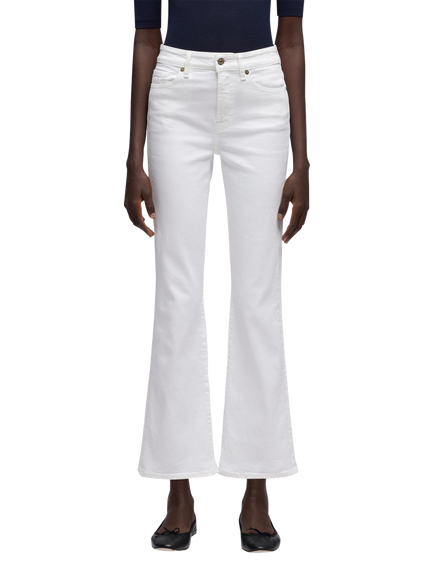 7 For All Mankind Leggy Bootcut Cropped Jeans, White, White