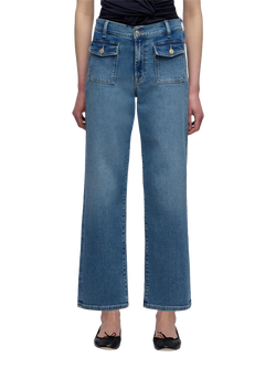 7 For All Mankind Stovepipe Straight Leg Cropped Jeans, Aquashade, Aquashade