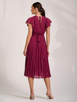 Jolie Moi Wrap Neck Chiffon Midi Dress, Mulberry - view 2, Mulberry