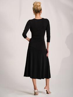 Jolie Moi Wrap Neck Flare Midi Dress, Black - view 2, Black