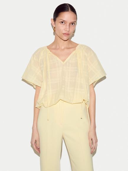 Jigsaw Drawstring Detail Top, Yellow