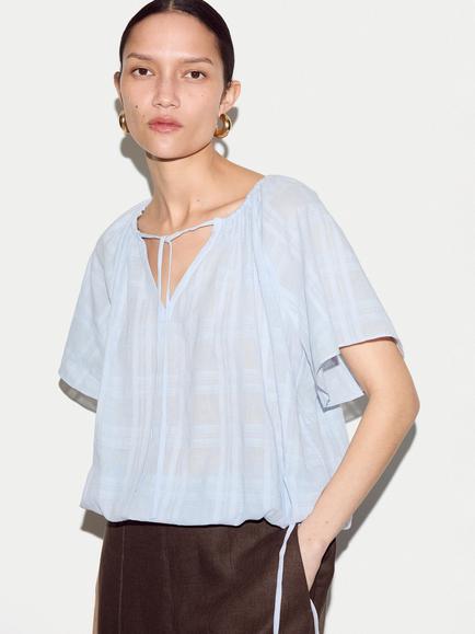 Jigsaw Drawstring Detail Top, Light Blue