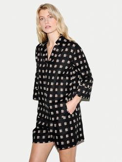 Jigsaw Japanese Check Linen Tunic, Black