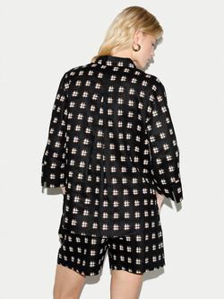 Jigsaw Japanese Check Linen Tunic - view 2, Black