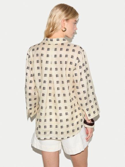 Jigsaw Japanese Check Linen Tunic - view 2, Cream