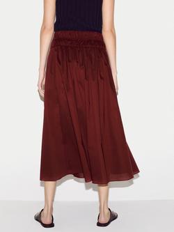 Jigsaw Cotton Voile Ruched Skirt, Red - view 2, Red