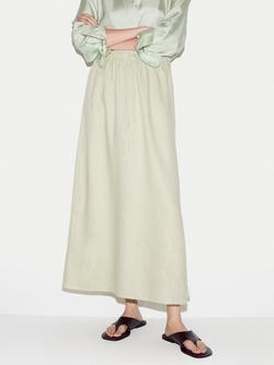 Jigsaw Linen Drawstring Maxi Skirt, Green