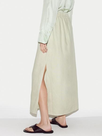 Jigsaw Linen Drawstring Maxi Skirt - view 2, Green
