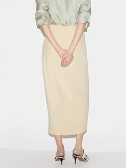 Jigsaw Split Front Tailored Skirt, Yellow - view 2, Yellow