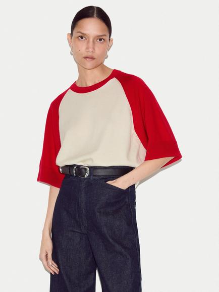 Jigsaw Merino Wool Raglan Sleeve Jumper, Red, Red