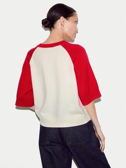 Jigsaw Merino Wool Raglan Sleeve Jumper, Red - view 2, Red