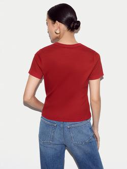 Jigsaw Fine Rib Button Down Top - view 2, Red