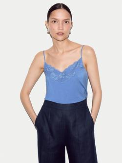 Jigsaw Lace Trim Camisole, Cornflower