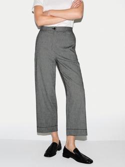 Jigsaw Chambray Cropped Trousers, Black, Black