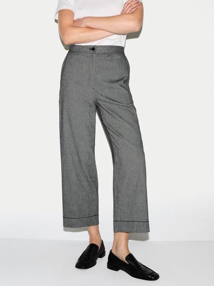 Jigsaw Chambray Cropped Trousers, Black, Black
