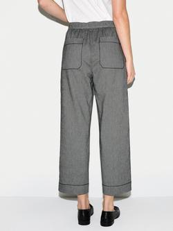 Jigsaw Chambray Cropped Trousers, Black - view 2, Black