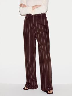 Jigsaw Mara Pinstripe Wide Leg Trousers, Brown, Brown