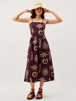 Monsoon Mafalda Bandeau Neck Abstract Dress, Chocolate, Chocolate