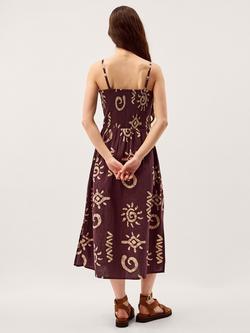 Monsoon Mafalda Bandeau Neck Abstract Dress, Chocolate - view 2, Chocolate