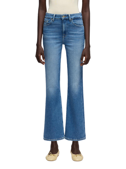 7 For All Mankind Leggy Bootcut Cropped Jeans, Coastline, Coastline