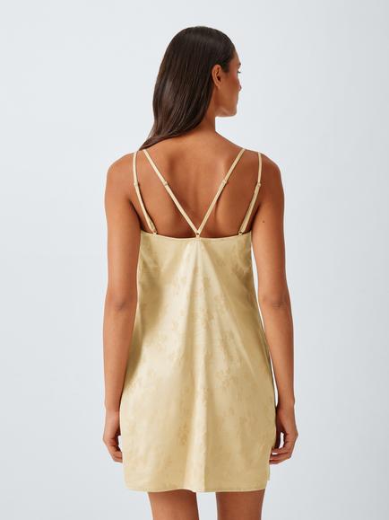 John Lewis Mini Satin Chemise, Sesame - view 2, Sesame