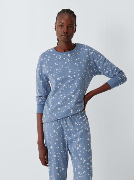 John Lewis Stars Long Cotton Pyjama Set, Navy, Navy
