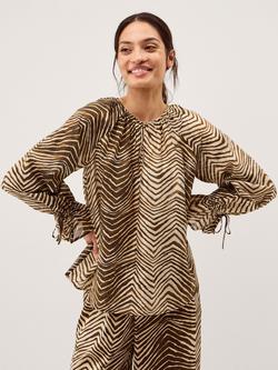 Monsoon Pippa Animal Print Top, Brown Multi, Brown Multi