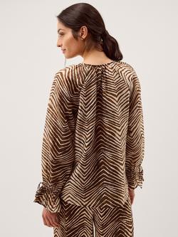 Monsoon Pippa Animal Print Top, Brown Multi - view 2, Brown Multi