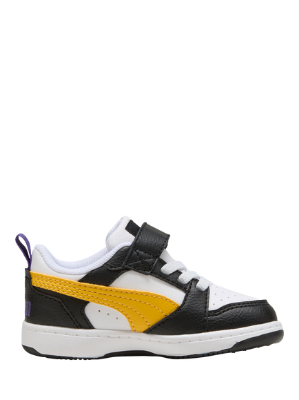 PUMA Kids' Rebound v6 Low Trainers, Black/Yellow/White