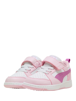 PUMA Kids' Rebound v6 Low Trainers - view 2, Pink Mauve/Pop White