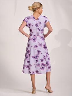 Jolie Moi Wrap Kimono Sleeve Dress, Pink Floral - view 2, Pink Floral