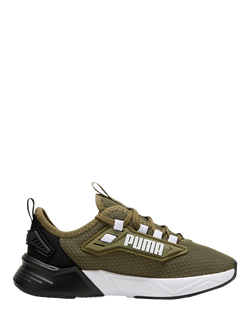 PUMA Kids' Mesh Running Shoes, Olive/White/Black