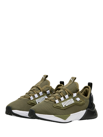 PUMA Kids' Mesh Running Shoes - view 2, Olive/White/Black