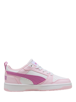PUMA Kids' Rebound V6 Lace Up Trainers, White/Pink