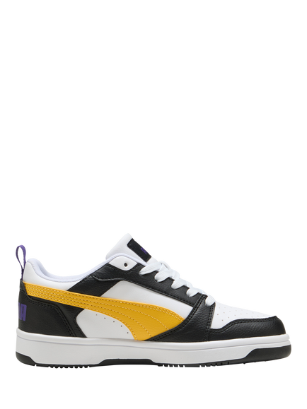 PUMA Kids' Rebound V6 Lace Up Trainers, Black/Yellow/White