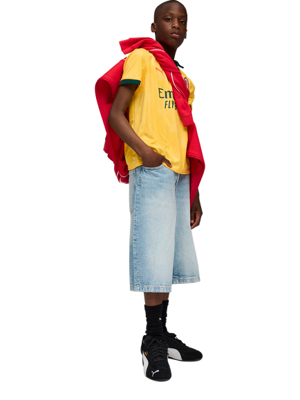 PUMA Kids' 25/26 Short Sleeved AC Milan Jersey Top, Yellow/Dark Myrtle - view 2, Yellow/Dark Myrtle