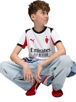 PUMA Kids' AC Milan 25/26 Short Sleeved Jersey Top, White Red - view 2, White Red