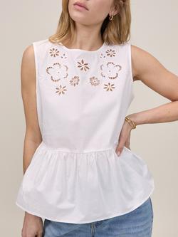 Nobody's Child Vera Cutwork Cotton Peplum Top, White - view 2, White