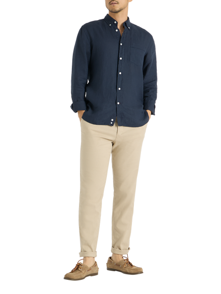 SPOKE Linen Sharps Regular Thigh Slim Chinos, Khaki