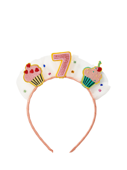 Stych Kids' Age Birthday Cake and Tulle Celebration Hairband, Multi, Age 7