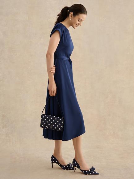 Hobbs Renata Polka Dot Clutch Bag, Midnight/Ivory - view 2, Midnight/Ivory