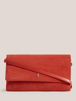 Hobbs Ashley Suede Clutch Bag, Calendula Red