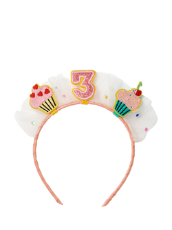 Stych Kids' Age Birthday Cake and Tulle Celebration Hairband, Multi, Age 3