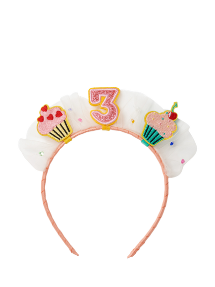 Stych Kids' Age Birthday Cake and Tulle Celebration Hairband, Multi, Age 3