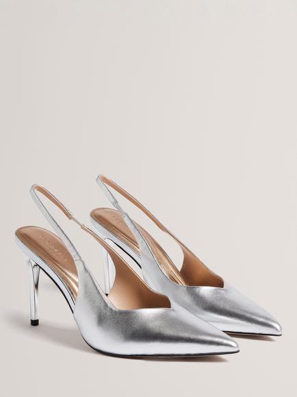 Ted Baker Lameah Stiletto Heel Slingback Sandals, Silver - view 2, Silver