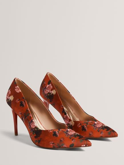 Ted Baker Limtina Floral Stiletto Heel Court Shoes, Red - view 2, Red